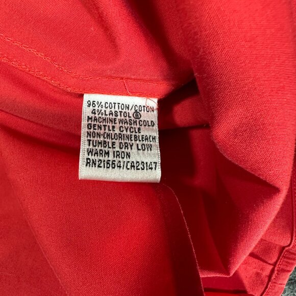 Talbots Shirt Womens 10 Red Cotton Stretch Button Up Blouse Wrinkle Resistant - Picture 6 of 8